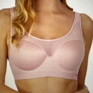 LEMYSTERE Sheer Illusion Sport Bra 7380 Size 36B Adobe Rose